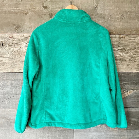 EUC Lands' End Soft Teddy Fleece L Petite Teal Green 1/4 Snap Pullover Pockets - Picture 6 of 10